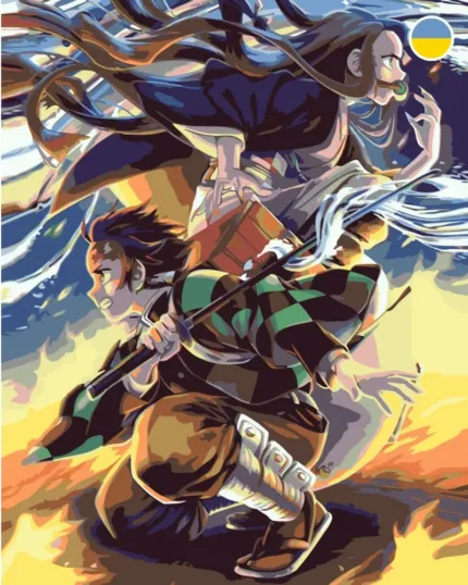 Картина по номерам ORIGAMI Клинок Незуко та Танджиро