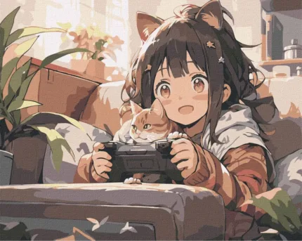 Картина по номерам IDEYKA - Ігрова тян