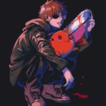 Картина по номерам Людина бензопила - Денджі та Почіта