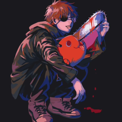 Картина по номерам Людина бензопила - Денджі та Почіта