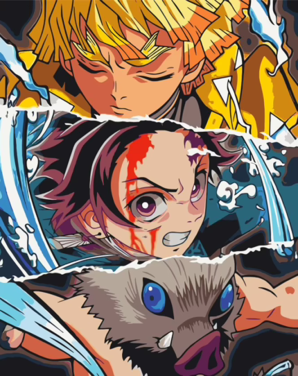 Картина по номерам ORIGAMI Клинок - Танджиро, Іноске, Зеніцу