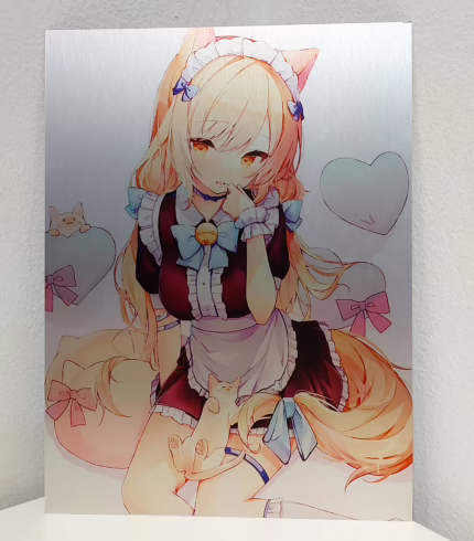 Металева картина А5 - Кішко-дівчинка