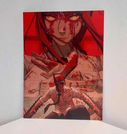 Металева картина А5 Людина-бензопила - Макіма та Денджи