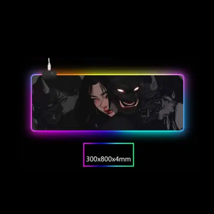 Комп’ютерний килимок з підсвіткою Дівчина погляд демона 80*30