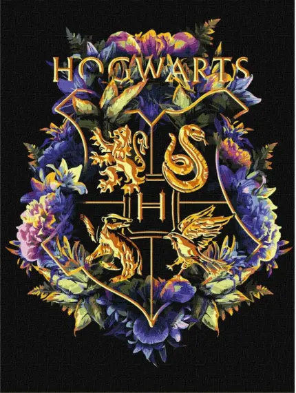 Картина за номерами з фарбами металік Гаррі Поттер Гогвортс факультети