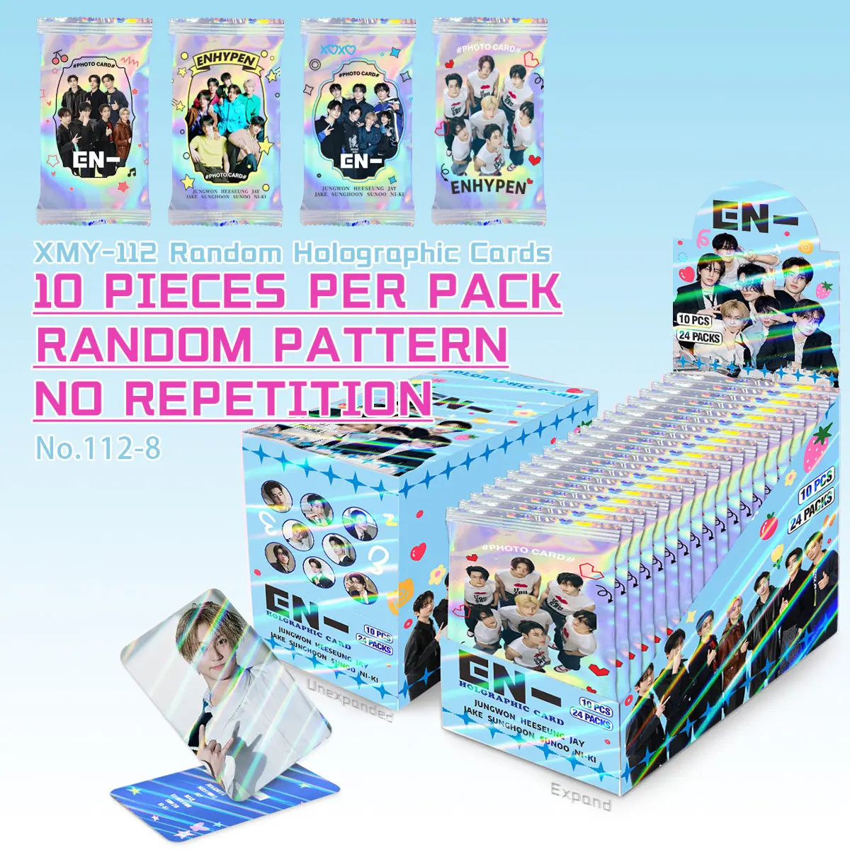 O1CN01luJljX1R6u9uNiguX_!!2213217632063-0-cib Голографічні картки K-POP Enhypen - Зображення 1